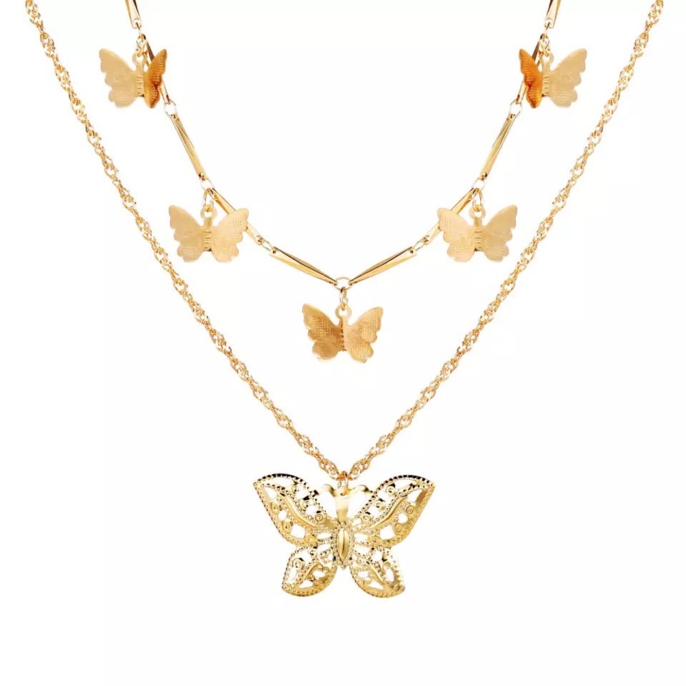 Boho Gold Multilayer Butterfly Necklace - Picture 3 of 13
